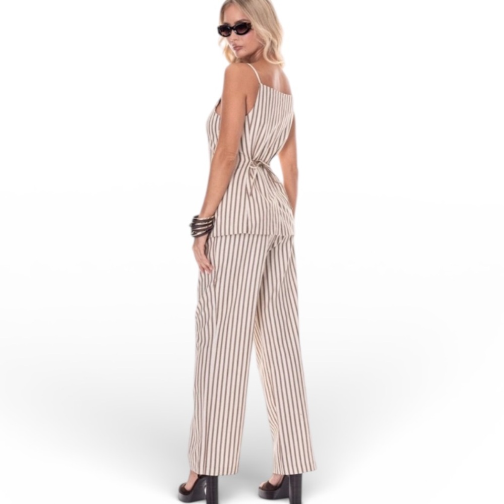 GALITA 🔥 2 Pc Flattering Stripes Stunning Tie Back Pant Suit  Boutique Size Med - Picture 2 of 12